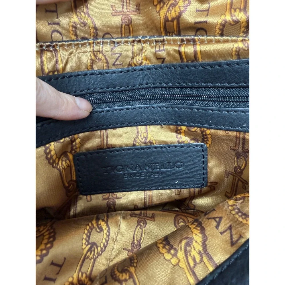 Tignanello Black Snakeskin Embossed Leather Crossbody Envelope‎ Clutch Bag